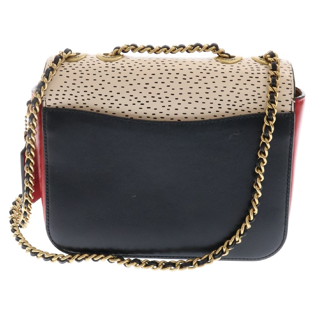 COACH(コーチ) ×ディズニー チェーンショルダーバッグ ミッキーマウス×キースヘリングマディソン ブラック×レッド×ホワイト レザー