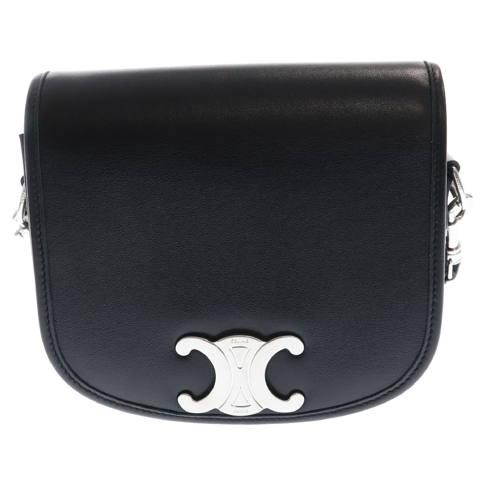 CELINE(セリーヌ) Small Besace Strap スモール ブザス ストラップ トリオンフ カーフスキン ショルダーバッグ ブラック レディース 117883GAO.38SI