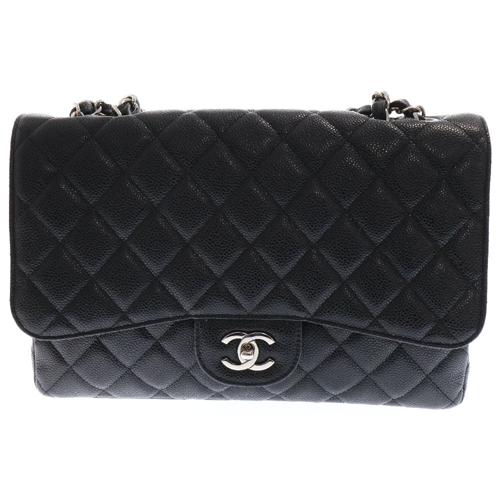 CHANEL(シャネル) デカマトラッセ30 キャビアスキンレザーショルダーバッグ ブラック