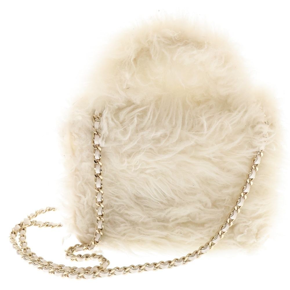 CHANEL(シャネル) ココマーク マトラッセ ファー2WAYレザーショルダーバッグ ハンドバッグ ホワイト