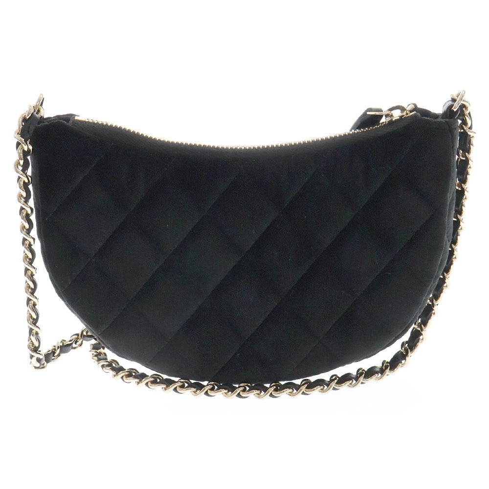CHANEL(シャネル) マトラッセ ベロア チェーンショルダーバッグ ブラックゴールド金具 ココマーク ラインストーン