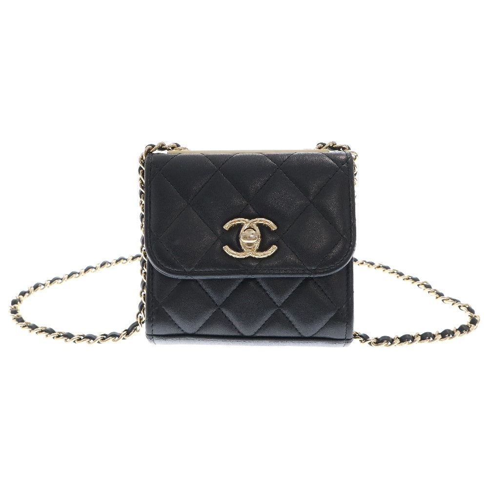 CHANEL(シャネル) ミニミニマトラッセ ラムスキン レザーチェーンショルダーバッグ ブラック