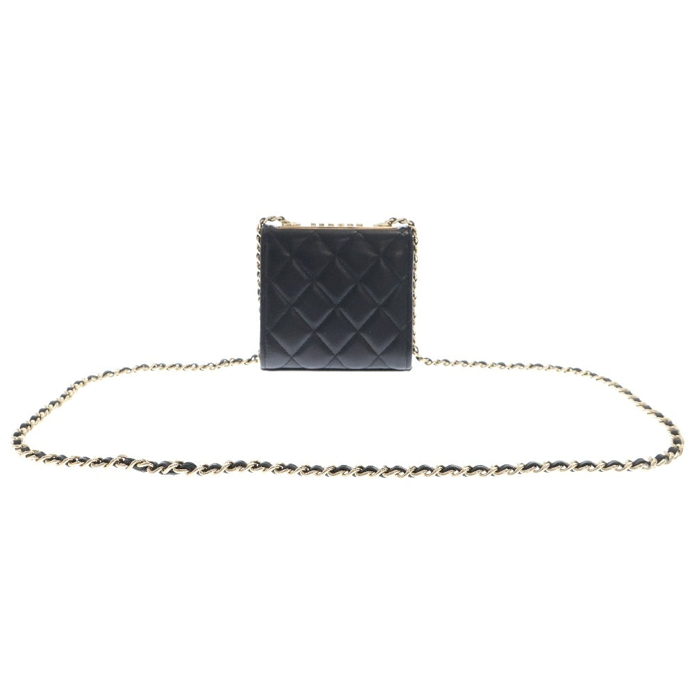 CHANEL(シャネル) ミニミニマトラッセ ラムスキン レザーチェーンショルダーバッグ ブラック