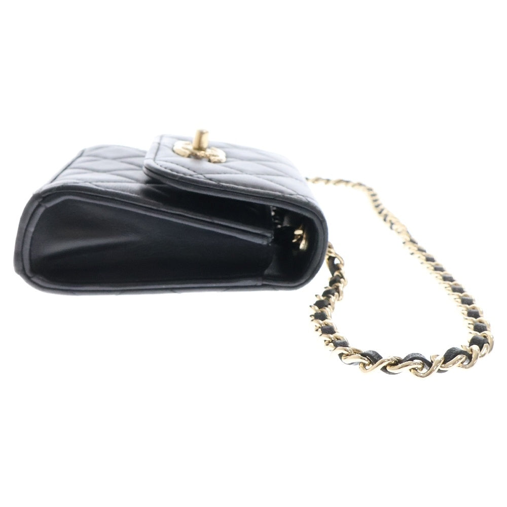 CHANEL(シャネル) ミニミニマトラッセ ラムスキン レザーチェーンショルダーバッグ ブラック