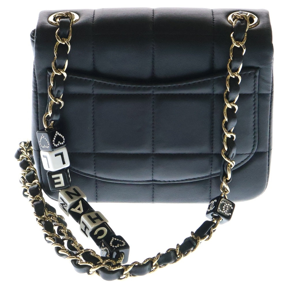 CHANEL(シャネル) ココマーク チョコバー キューブチャーム ラムスキン チェーンショルダーバッグ ブラック AS3744