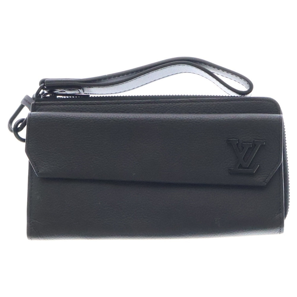 LOUIS VUITTON(ルイヴィトン) アエログラム ジッピーウォレット 長財布 黒 レザー ラウンドファスナー RFID M69831