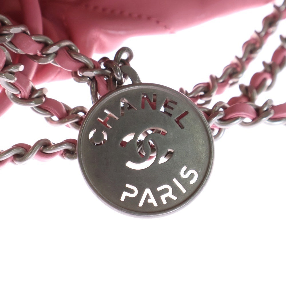 CHANEL(シャネル) シャネル22 ココマーク ロゴプレート 2WAY ミニ チェーン ハンド ショルダーバッグ カーフスキン レザー シルバー金具 ピンク AS3980