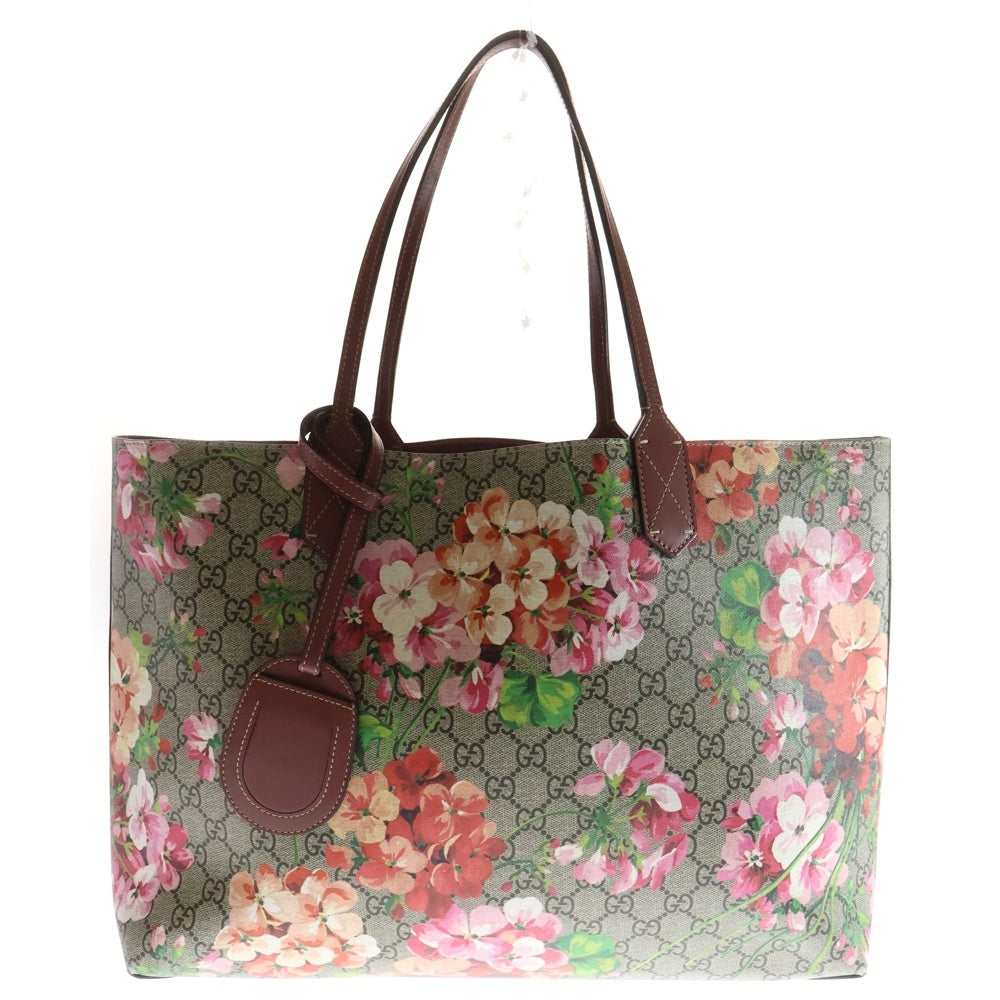 GUCCI(グッチ) GGブルームス ミディアム リバーシブル 花柄 トートバッグ ハンドバッグ ベージュ×ピンク レザー 368568