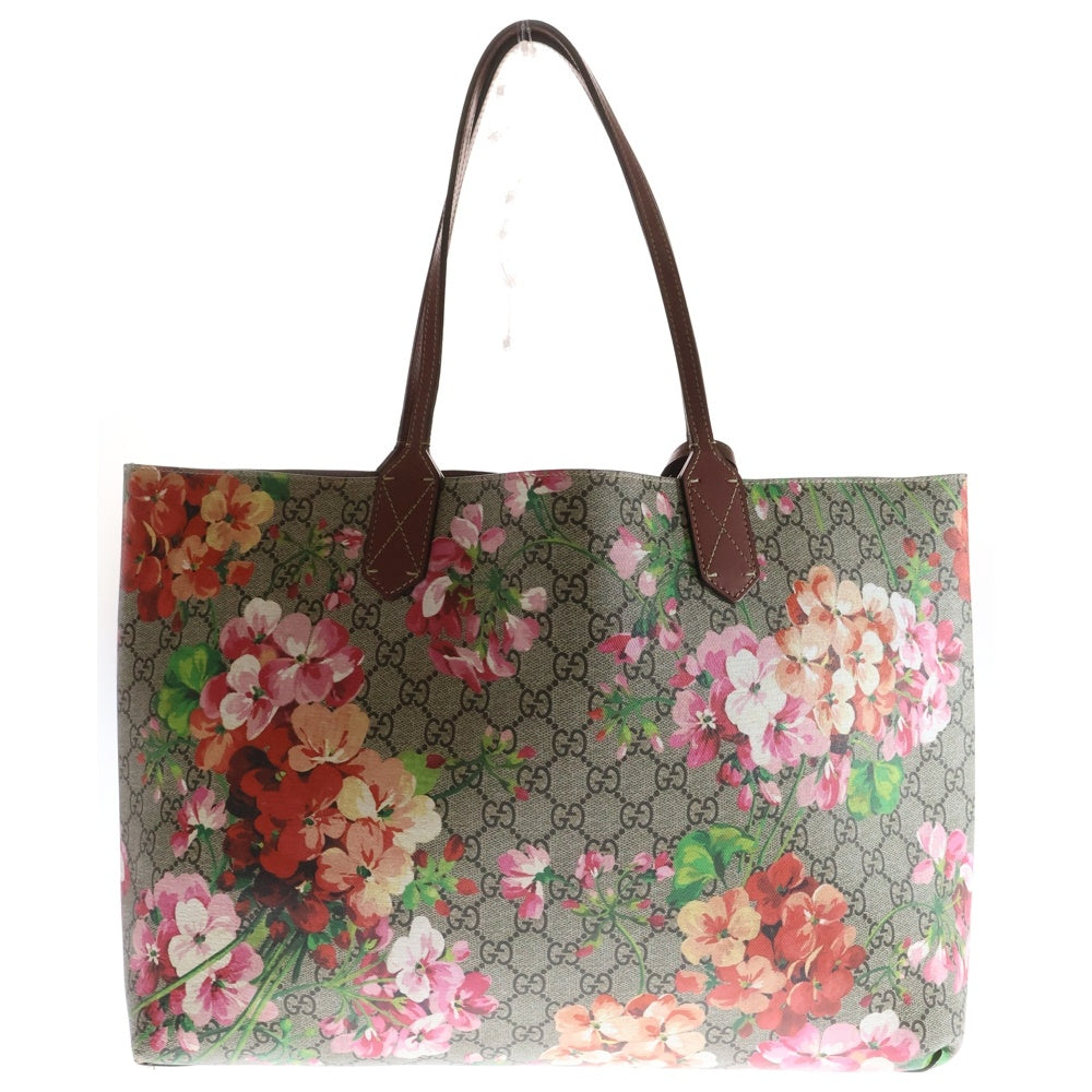 GUCCI(グッチ) GGブルームス ミディアム リバーシブル 花柄 トートバッグ ハンドバッグ ベージュ×ピンク レザー 368568