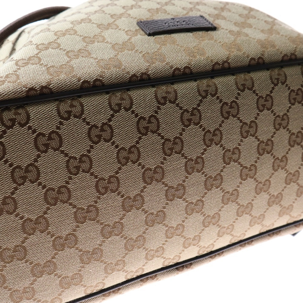 GUCCI(グッチ) GGキャンバス 巾着型リュックサック バックパック ベージュ×ブラウン キャンバス×レザー シルバー金具 449175