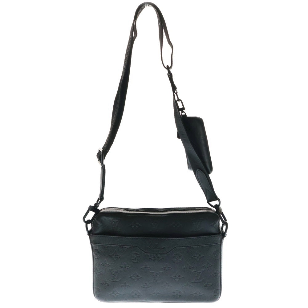 LOUIS VUITTON(ルイヴィトン) トリオ メッセンジャー モノグラムシャドウ ノワール エンボスレザー ショルダーバッグ ブラック M46602