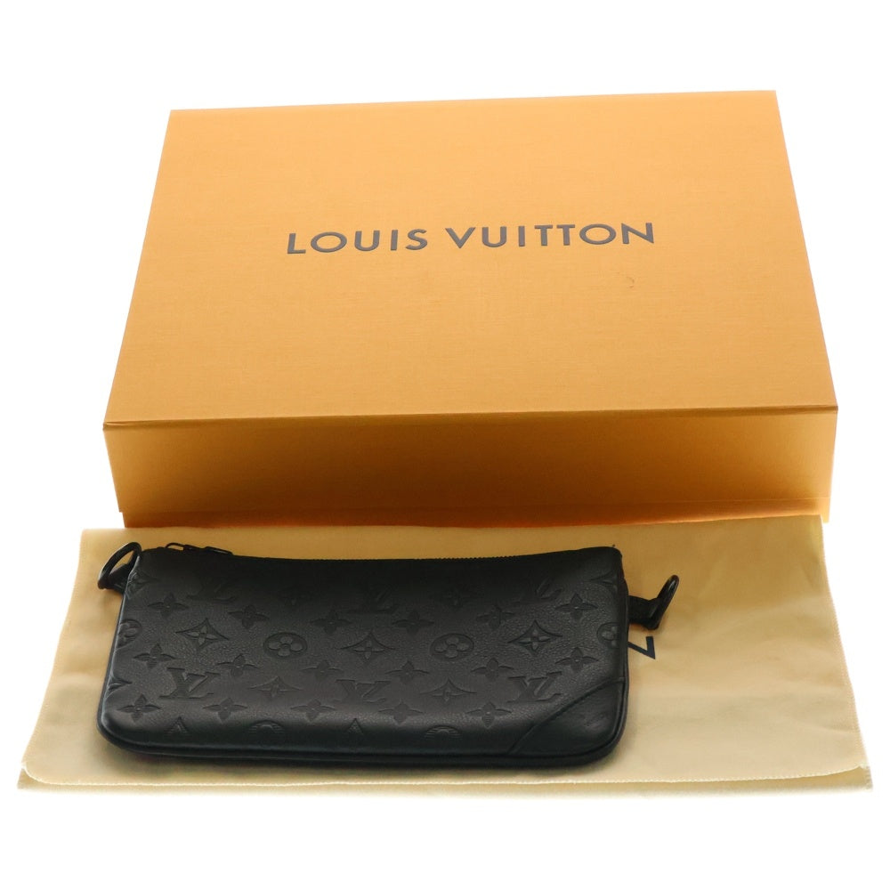 LOUIS VUITTON(ルイヴィトン) トリオ メッセンジャー モノグラムシャドウ ノワール エンボスレザー ショルダーバッグ ブラック M46602