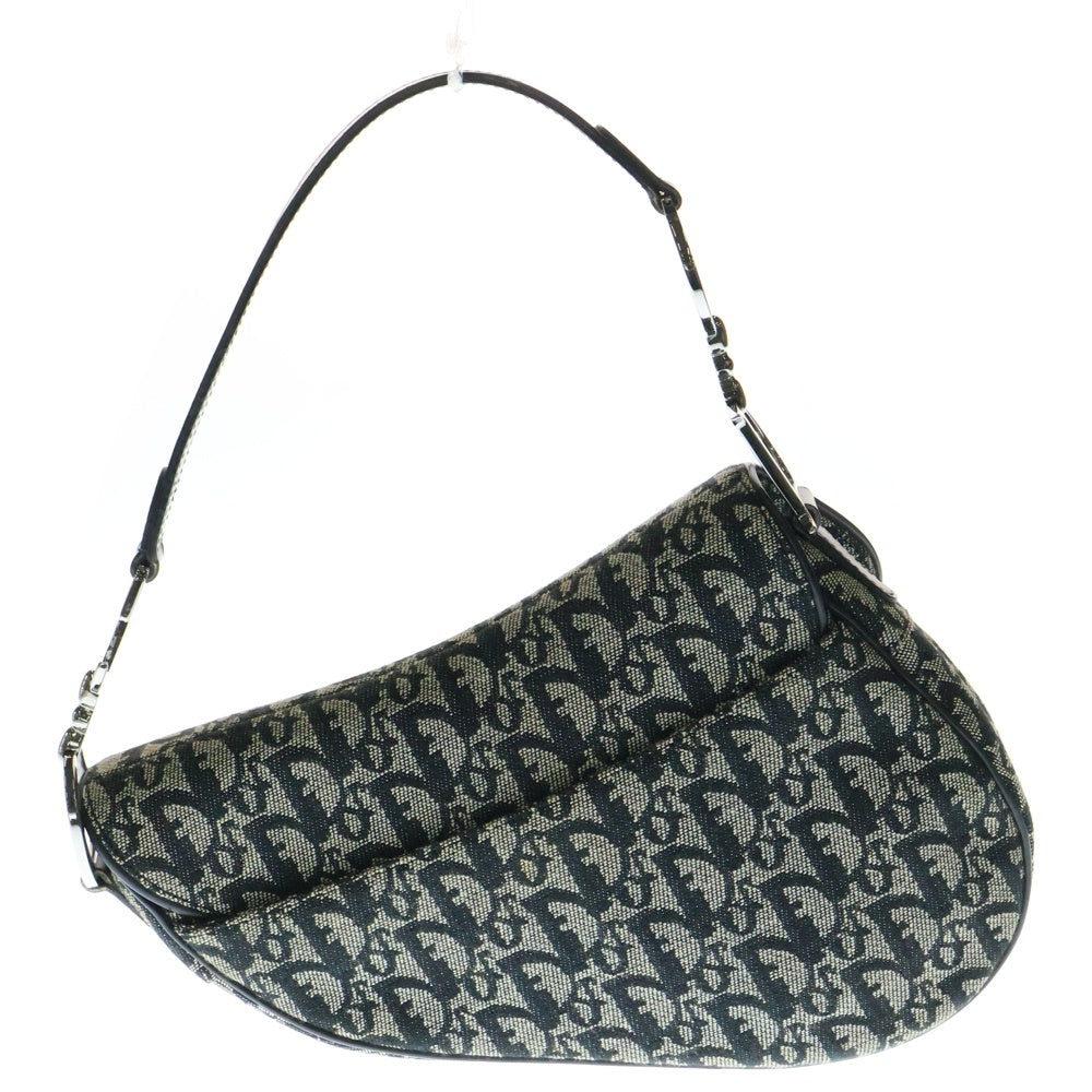 Christian Dior(クリスチャンディオール) トロッター サドルバッグ レザー切替キャンバスワンショルダーバッグ ベージュ/ブラック レディース