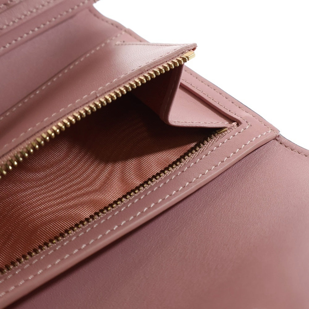 Christian Dior(クリスチャンディオール) サドル 長財布 三つ折り財布 ロングウォレット カードケース ゴールド金具 ピンク レザー