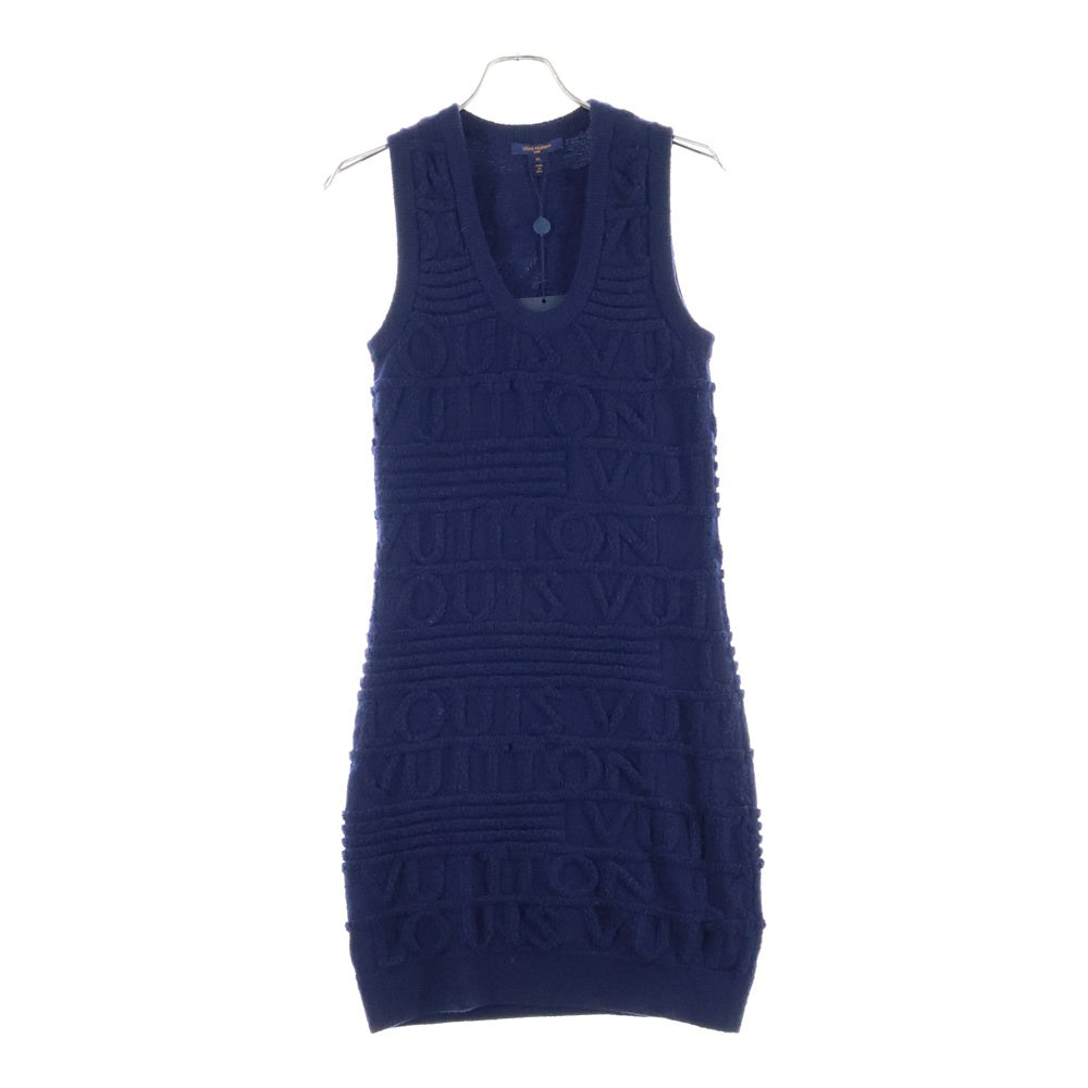 LOUIS VUITTON(ルイヴィトン) 20AW ロゴジャガード ノースリーブ ウール ニット ワンピース ネイビー レディース RW202W XZX FJKD09