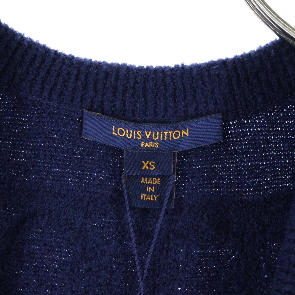 LOUIS VUITTON(ルイヴィトン) 20AW ロゴジャガード ノースリーブ ウール ニット ワンピース ネイビー レディース RW202W XZX FJKD09