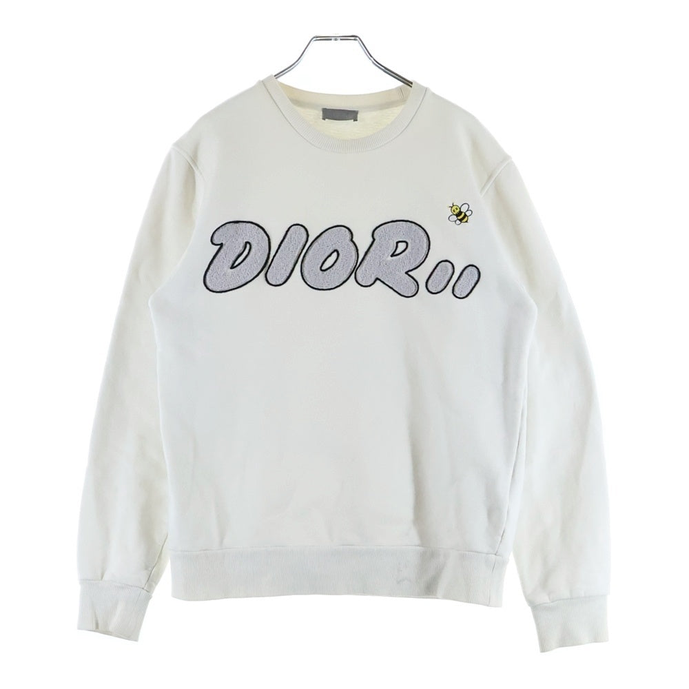 Christian Dior(クリスチャンディオール) 19SS ×KAWS カウズ BEE ビー ロゴ刺繍 クルーネック プルオーバースウェットトレーナー ホワイト 923J620W1242