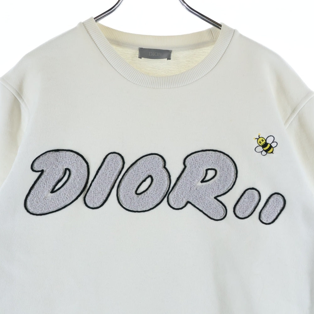 Christian Dior(クリスチャンディオール) 19SS ×KAWS カウズ BEE ビー ロゴ刺繍 クルーネック プルオーバースウェットトレーナー ホワイト 923J620W1242