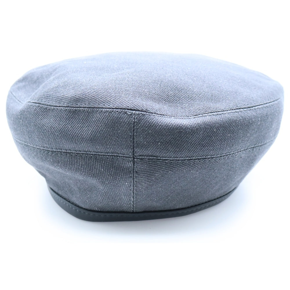 HERMES(エルメス) ベレー帽 ハンチング帽 帽子 グレー キャンバス×レザー 57