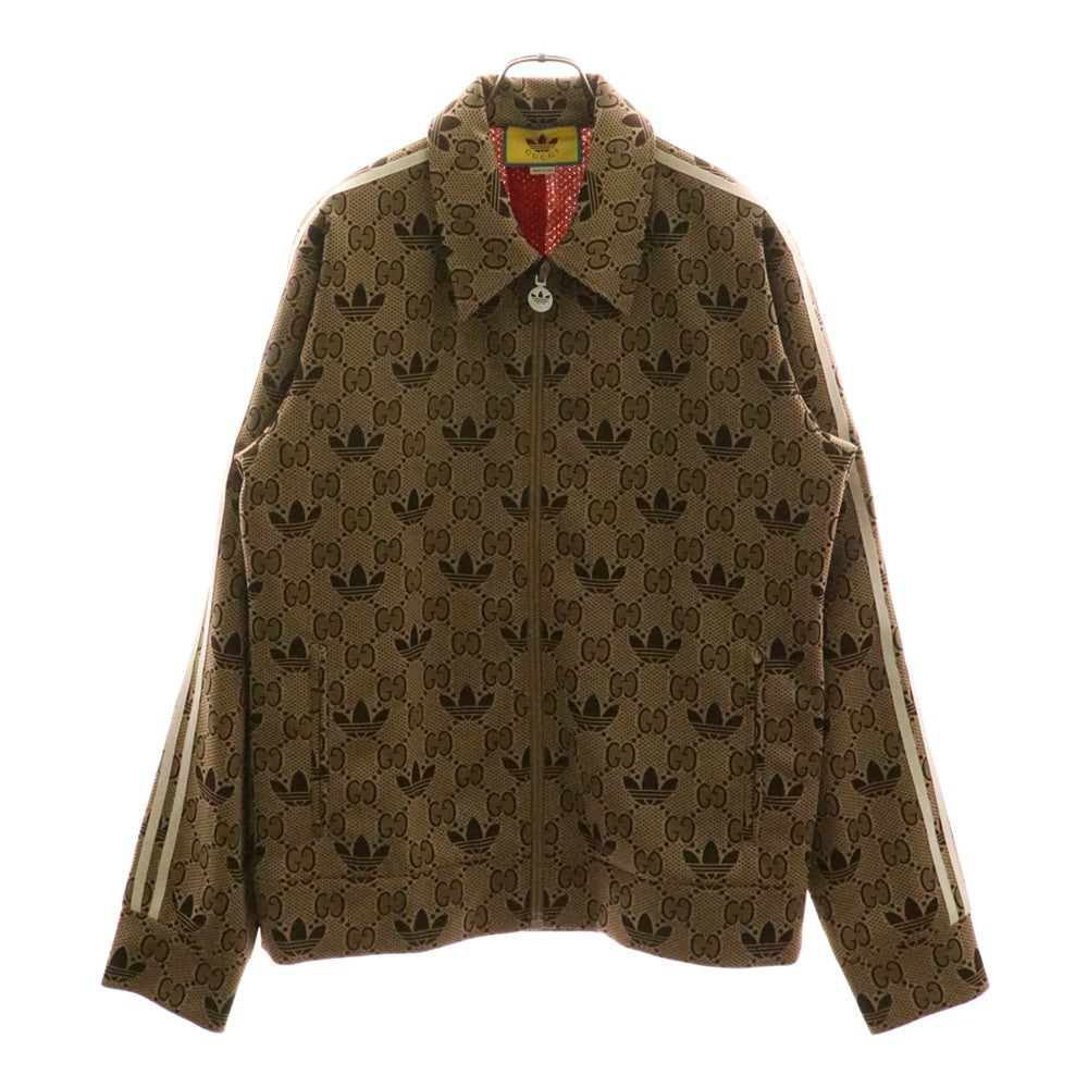GUCCI(グッチ) 23SS ×adidas GG Trefoil Track Jacket アディダス GGトレフォイル 総柄 サイドスリーストライプ トラックジャケット ブラウン 722998 XJE10