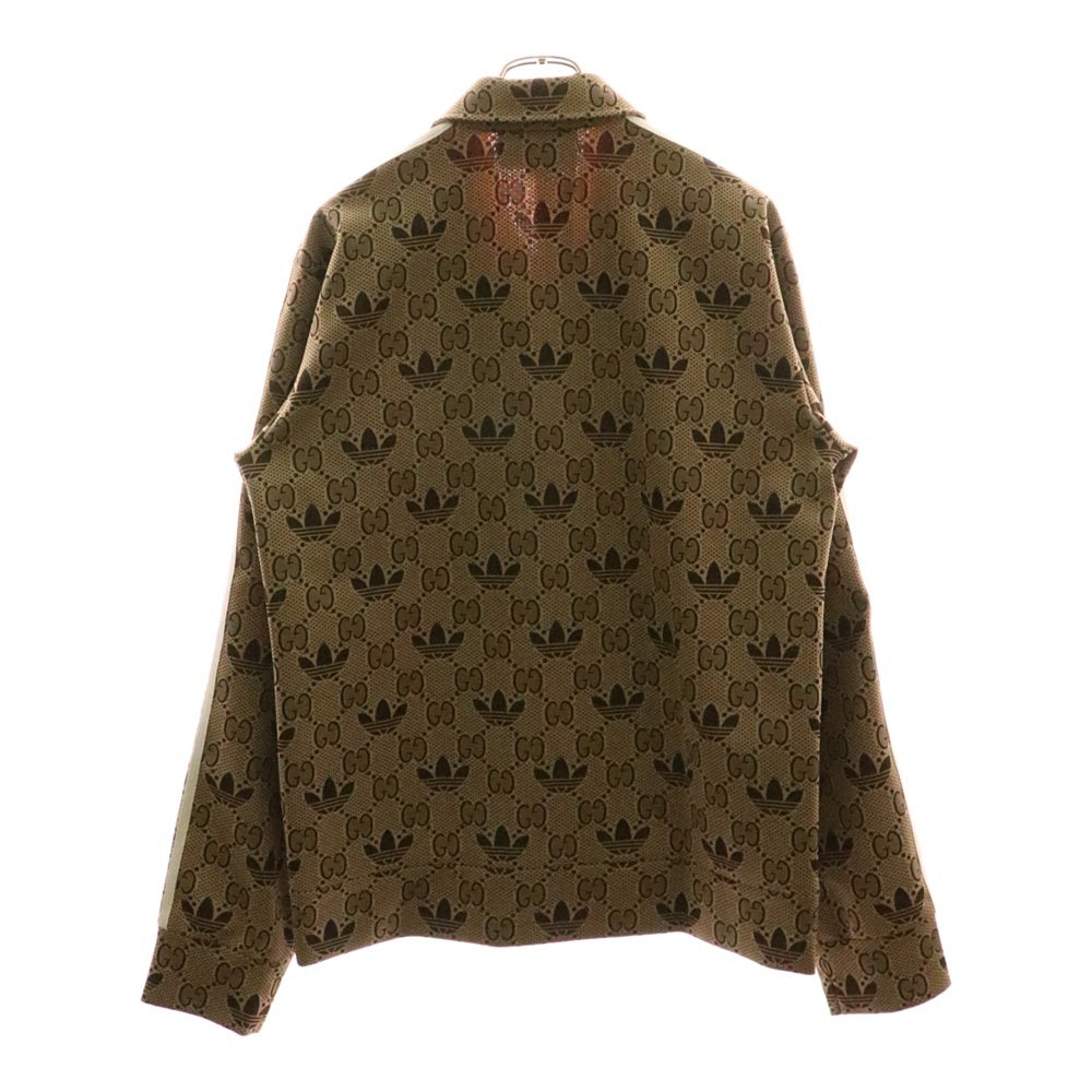 GUCCI(グッチ) 23SS ×adidas GG Trefoil Track Jacket アディダス GGトレフォイル 総柄 サイドスリーストライプ トラックジャケット ブラウン 722998 XJE10