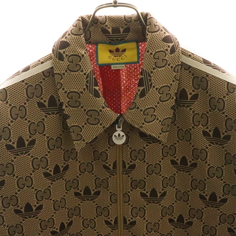 GUCCI(グッチ) 23SS ×adidas GG Trefoil Track Jacket アディダス GGトレフォイル 総柄 サイドスリーストライプ トラックジャケット ブラウン 722998 XJE10