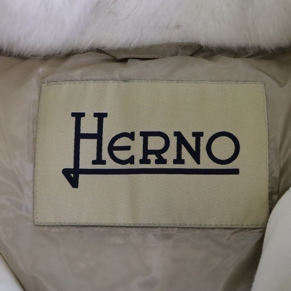 HERNO(ヘルノ) フェイクファー ジップアップ ダウンジャケット ホワイト レディース PI001949D 12414Z