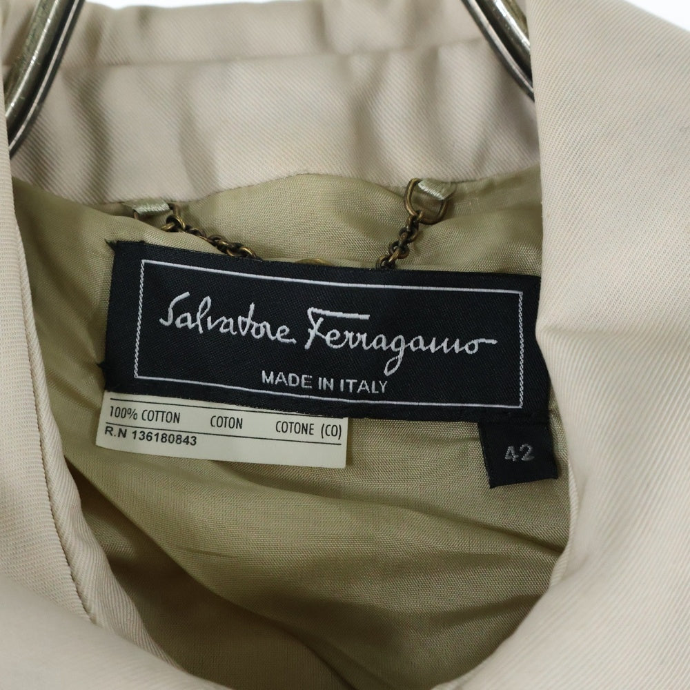 Salvatore Ferragamo(サルヴァトーレ フェラガモ) トレンチコート ベージュ コットン ポリエステル レディース