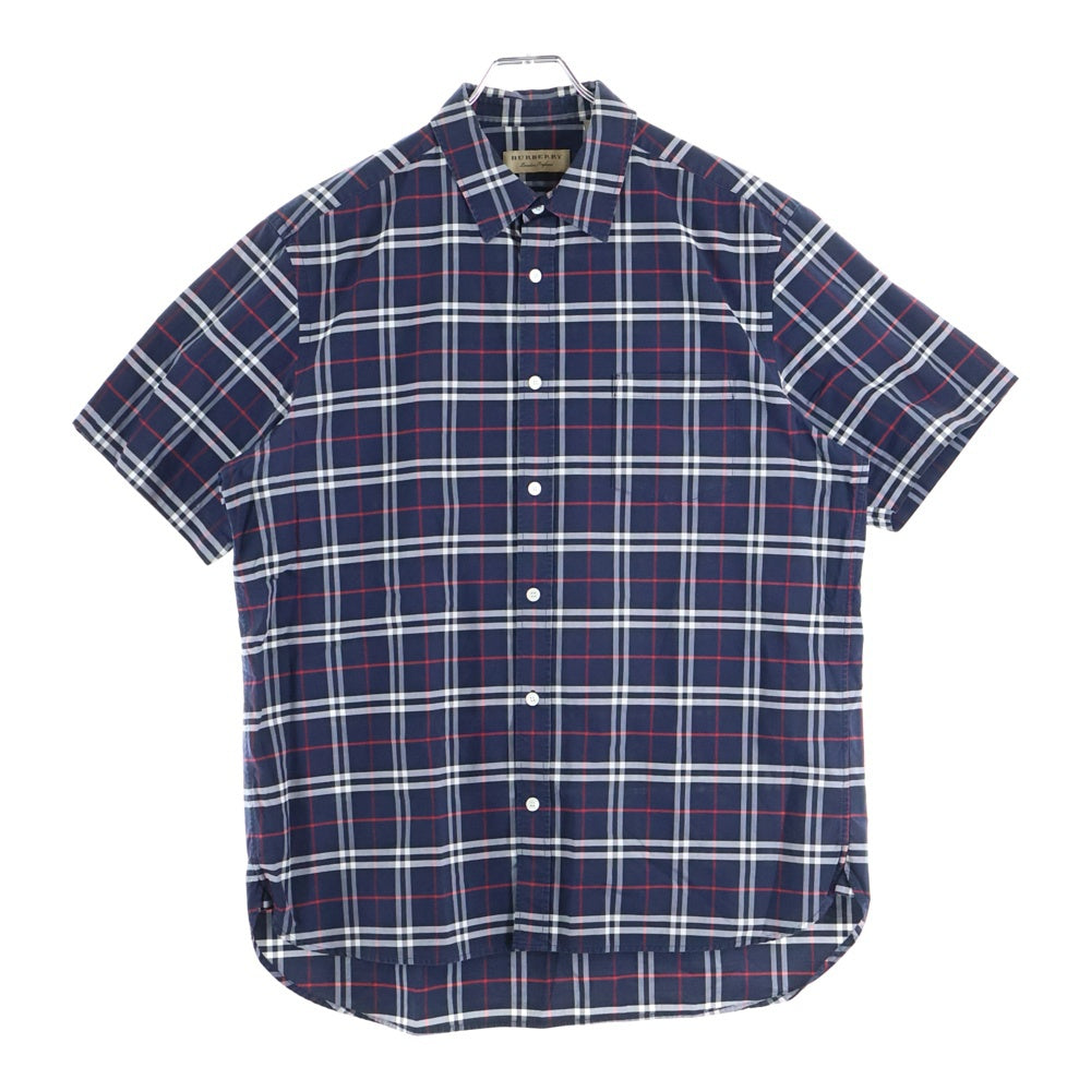 BURBERRY(バーバリー) GEORGE CHECK STRETCH SHORT SLEEVE SHIRTS ジョージチェック ストレッチ 半袖シャツ ネイビー 8007182