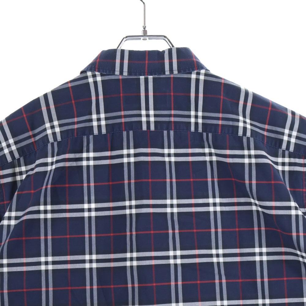 BURBERRY(バーバリー) GEORGE CHECK STRETCH SHORT SLEEVE SHIRTS ジョージチェック ストレッチ 半袖シャツ ネイビー 8007182