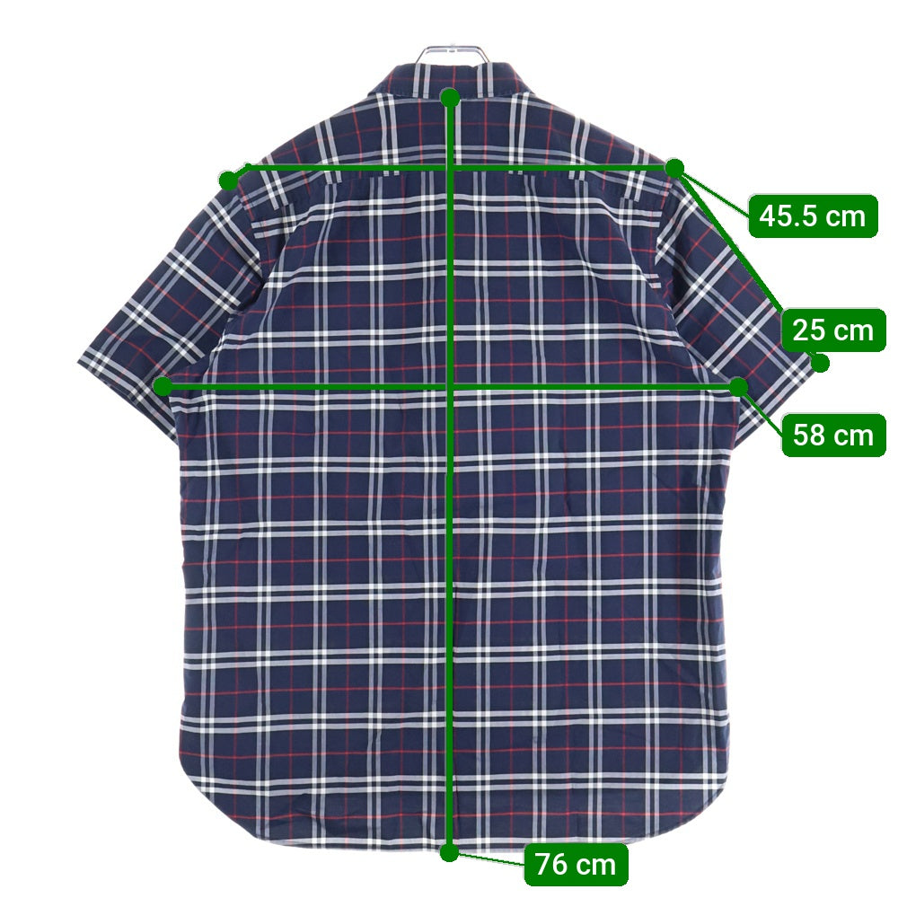 BURBERRY(バーバリー) GEORGE CHECK STRETCH SHORT SLEEVE SHIRTS ジョージチェック ストレッチ 半袖シャツ ネイビー 8007182