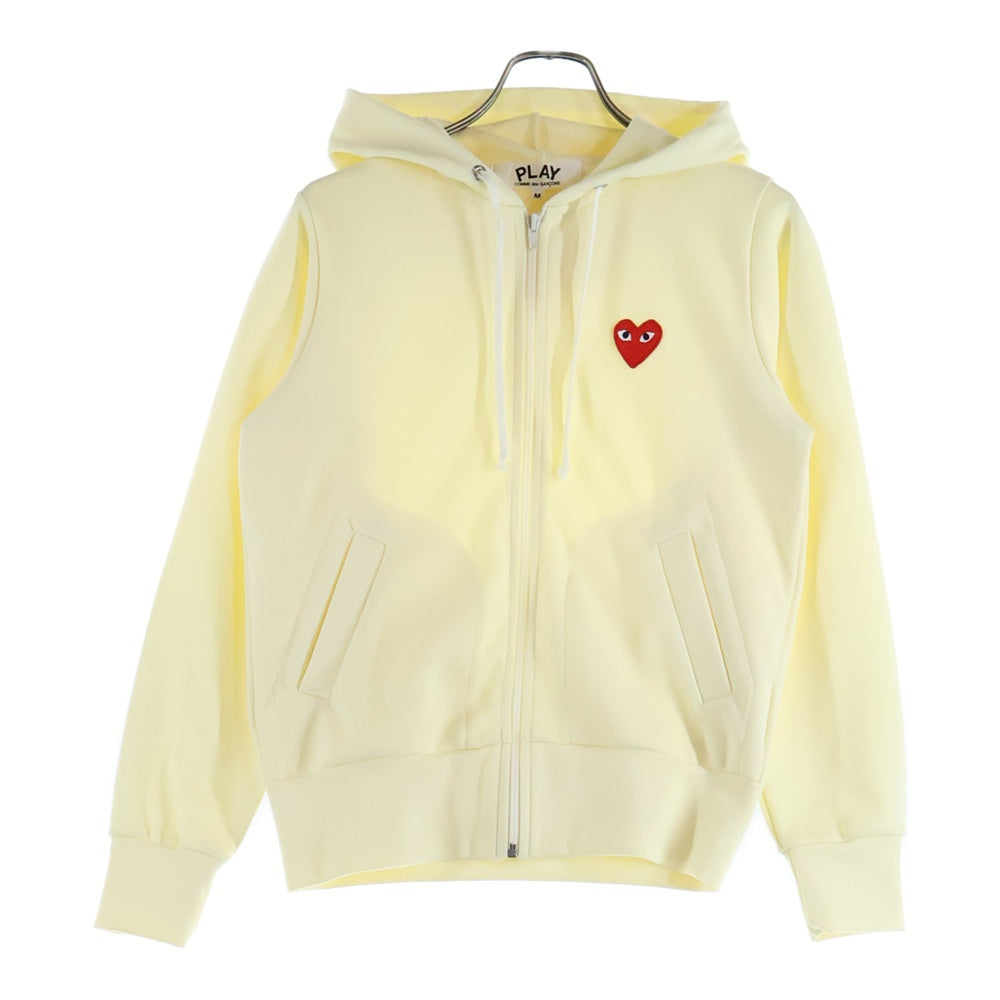 PLAY COMME des GARCONS(プレイコムデギャルソン) AD2021 ハート ワッペンロゴ ジップアップ スウェットパーカー フーディー イエロー AZ-T171