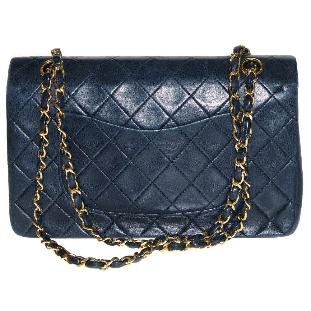 CHANEL(シャネル) マトラッセ25 ダブルフラップ ダブルチェーン ショルダーバッグ ラムスキン ブラック ゴールド金具