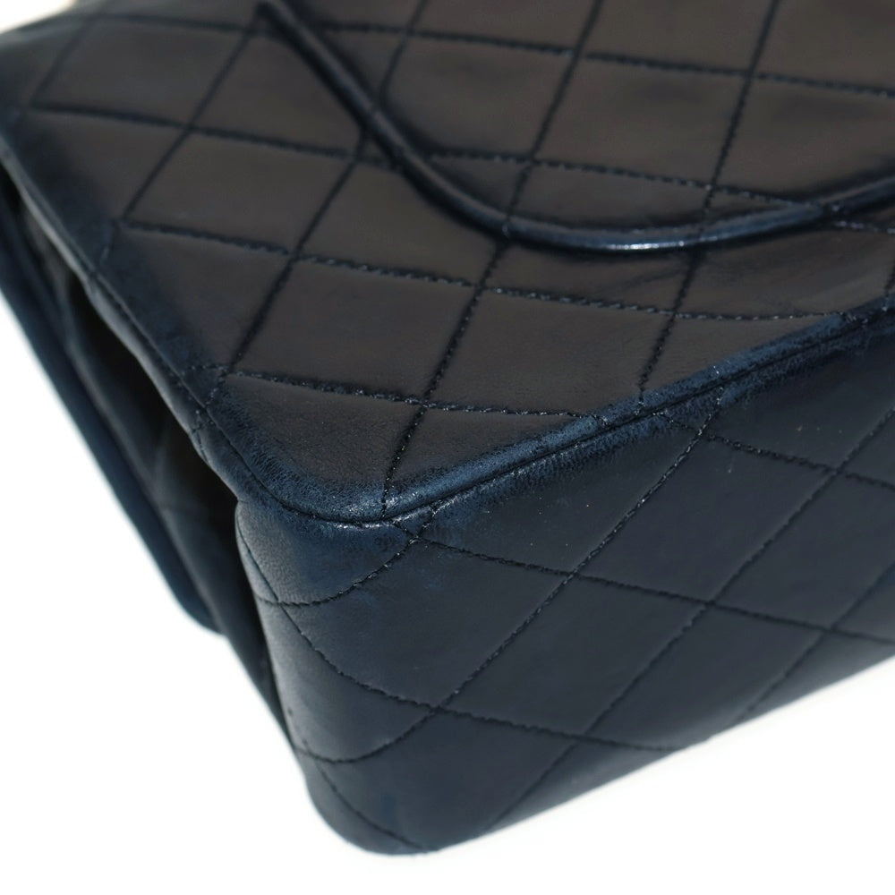 CHANEL(シャネル) マトラッセ25 ダブルフラップ ダブルチェーン ショルダーバッグ ラムスキン ブラック ゴールド金具