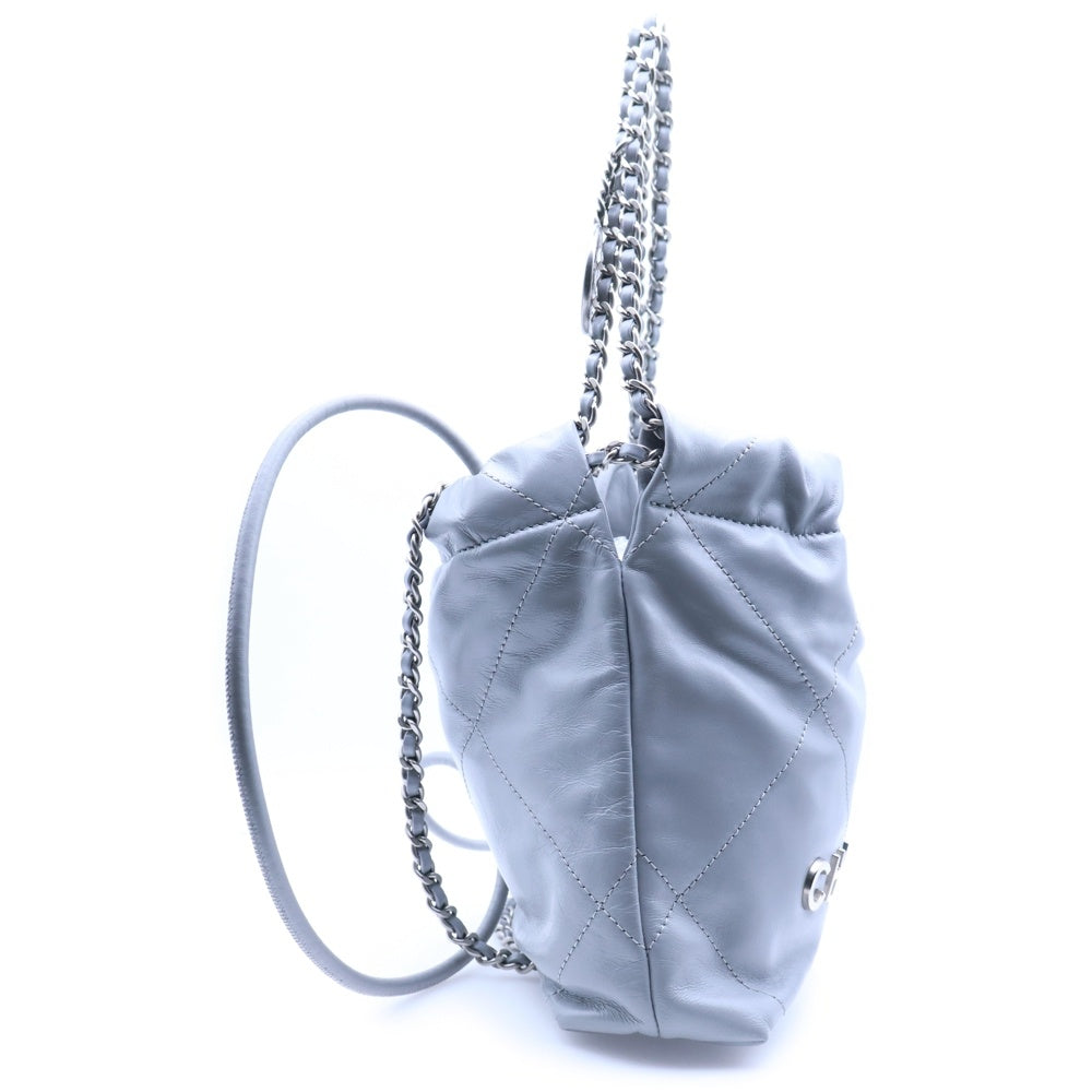 CHANEL(シャネル) シャネル22 ミニ マトラッセ ハンドバッグ チェーンバッグ ショルダーバッグ ミニバッグ ラムスキン ライトグレー シルバー金具 AS3980