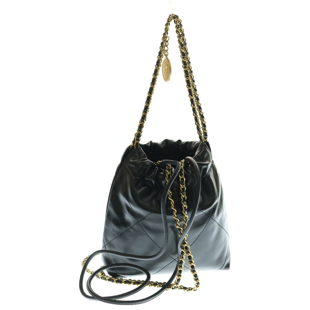 CHANEL(シャネル) シャネル22 ココマーク ラムスキン メダルチャーム付ミニチェーンショルダーバッグ ブラック レディース