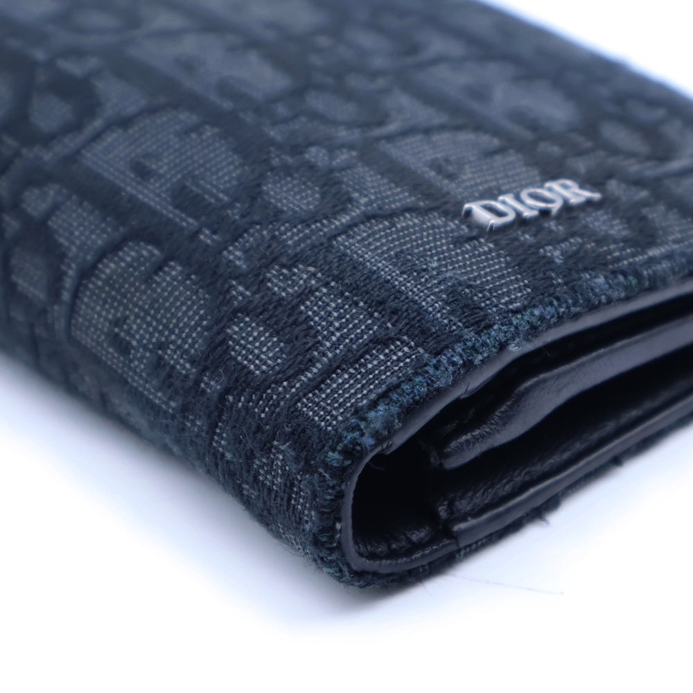 Christian Dior(クリスチャンディオール) トロッター柄長財布 ロングウォレット カードケース ネイビー シルバー金具 キャンバス×レザー