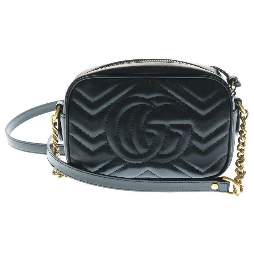 GUCCI(グッチ) GGマーモント キルティング レザー チェーンショルダー バッグ ゴールド金具 ブラック 448065