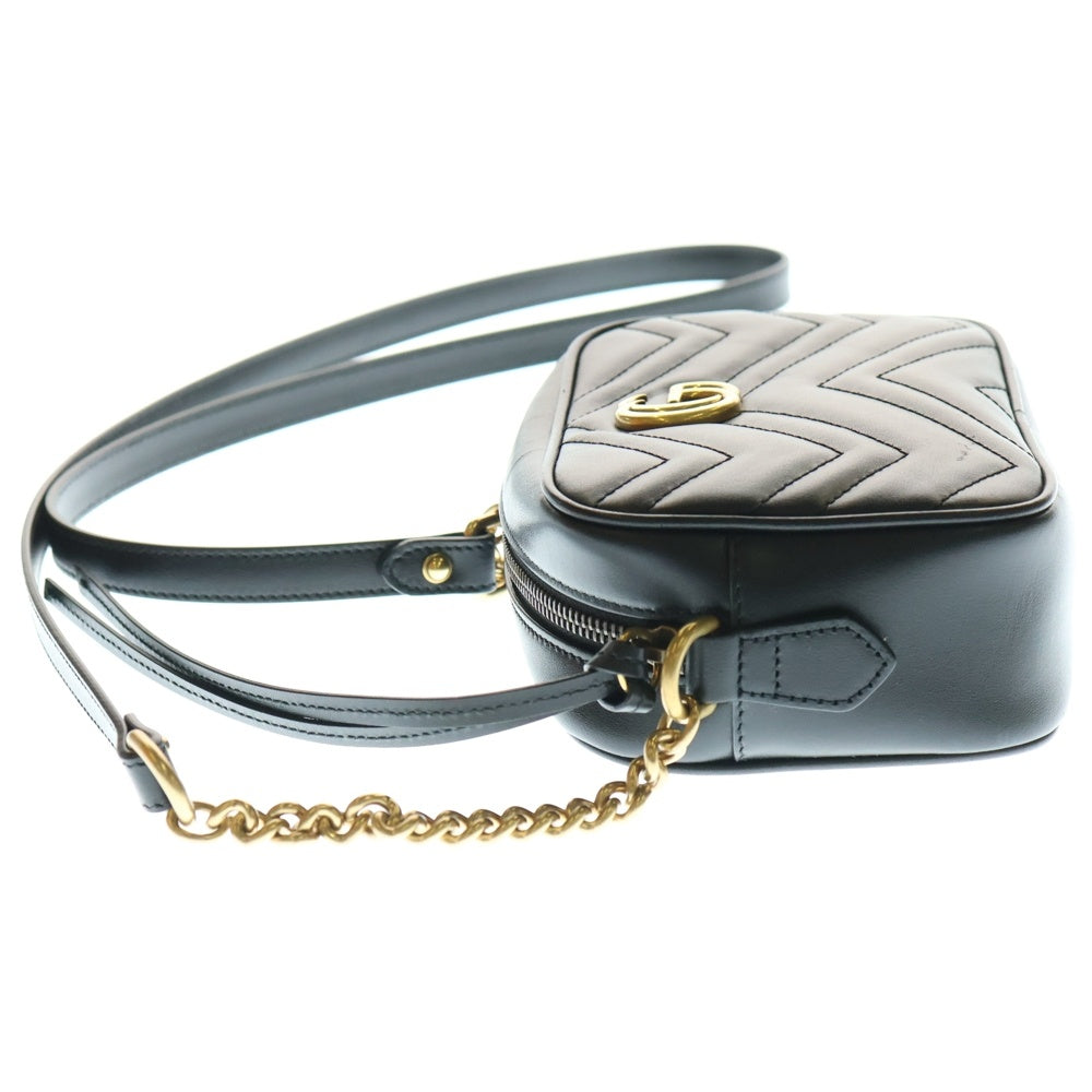 GUCCI(グッチ) GGマーモント キルティング レザー チェーンショルダー バッグ ゴールド金具 ブラック 448065