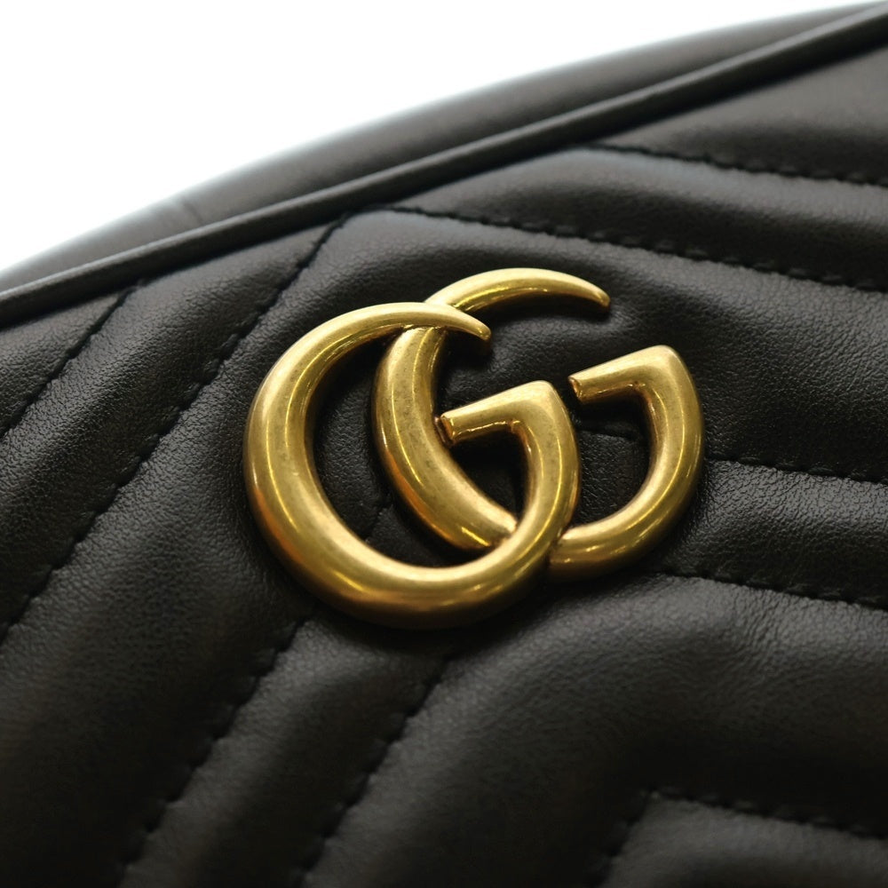 GUCCI(グッチ) GGマーモント キルティング レザー チェーンショルダー バッグ ゴールド金具 ブラック 448065