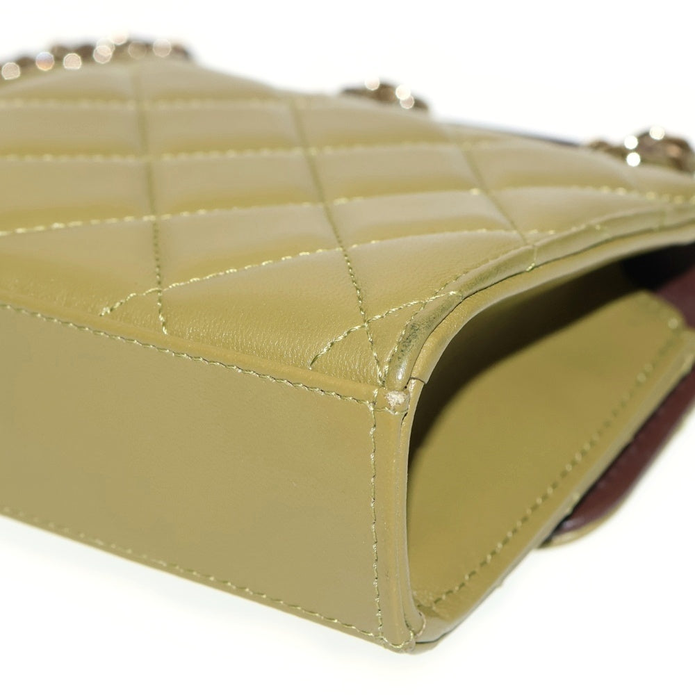 CHANEL(シャネル) ミニマトラッセ チェーン ショルダーバッグ ミニバッグ カーキ ラムスキン シルバー金具 AP2682