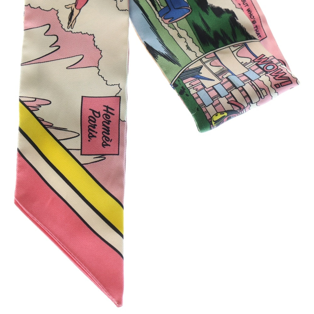 HERMES(エルメス) ツイリー アメコミ シルクスカーフ ピンク×マルチカラー