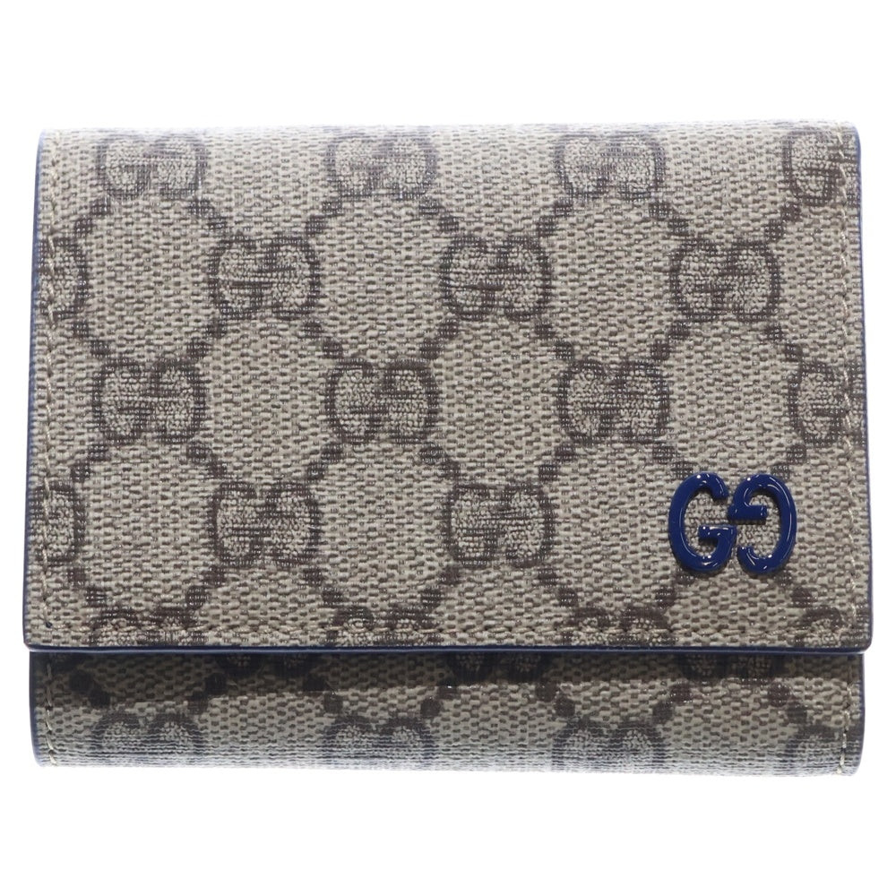 GUCCI(グッチ) GGスプリーム ディテール付き 三つ折り財布 コンパクトウォレット コインケース ベージュ レザー 769225 シルバー金具