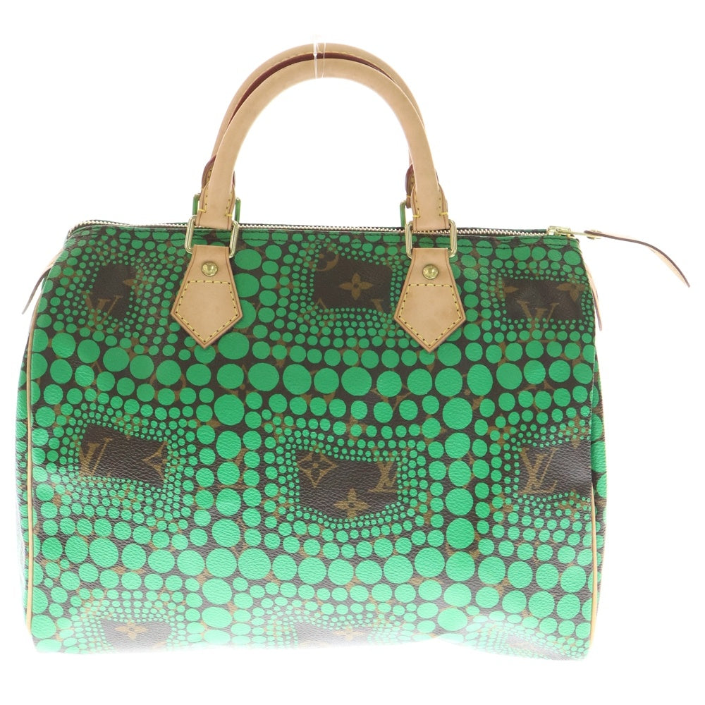 LOUIS VUITTON(ルイヴィトン) ×YK 草間彌生 スピーディ30 パンプキンドット モノグラム PVC レザー ハンドバッグ ゴールド金具 グリーン/ブラウン M40694