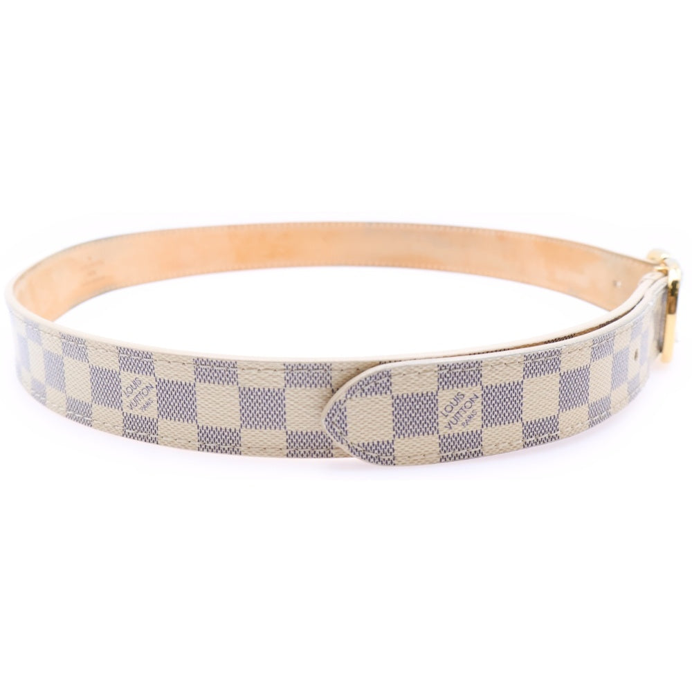 LOUIS VUITTON(ルイヴィトン) ダミエアズール サンチュール・ミニ ベルト レザー×PVC アイボリー×ブラウン M9782 ゴールド金具