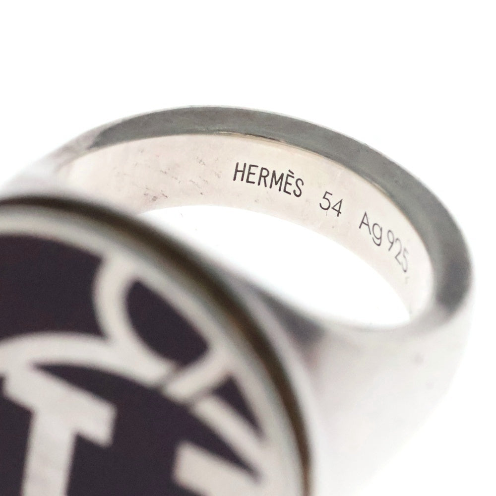 HERMES(エルメス) シグネットリング サークル 指輪 Ag925 シルバー×ブラウン #54 アクセサリー