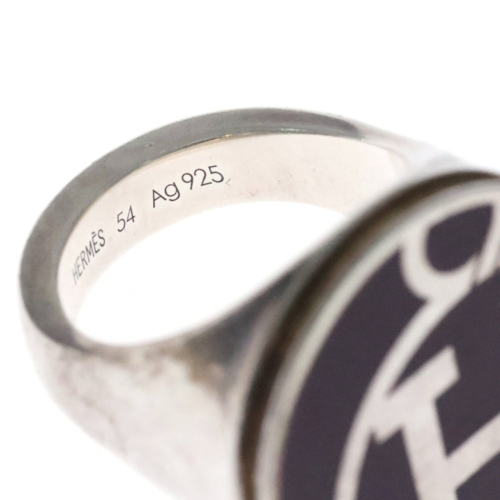 HERMES(エルメス) シグネットリング サークル 指輪 Ag925 シルバー×ブラウン #54 アクセサリー