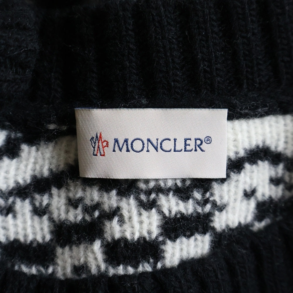 MONCLER(モンクレール) 22AW 総柄ジャガード ウール クルーネック プルオーバー 長袖ニット セーター ブラック H20919C00027 M2268