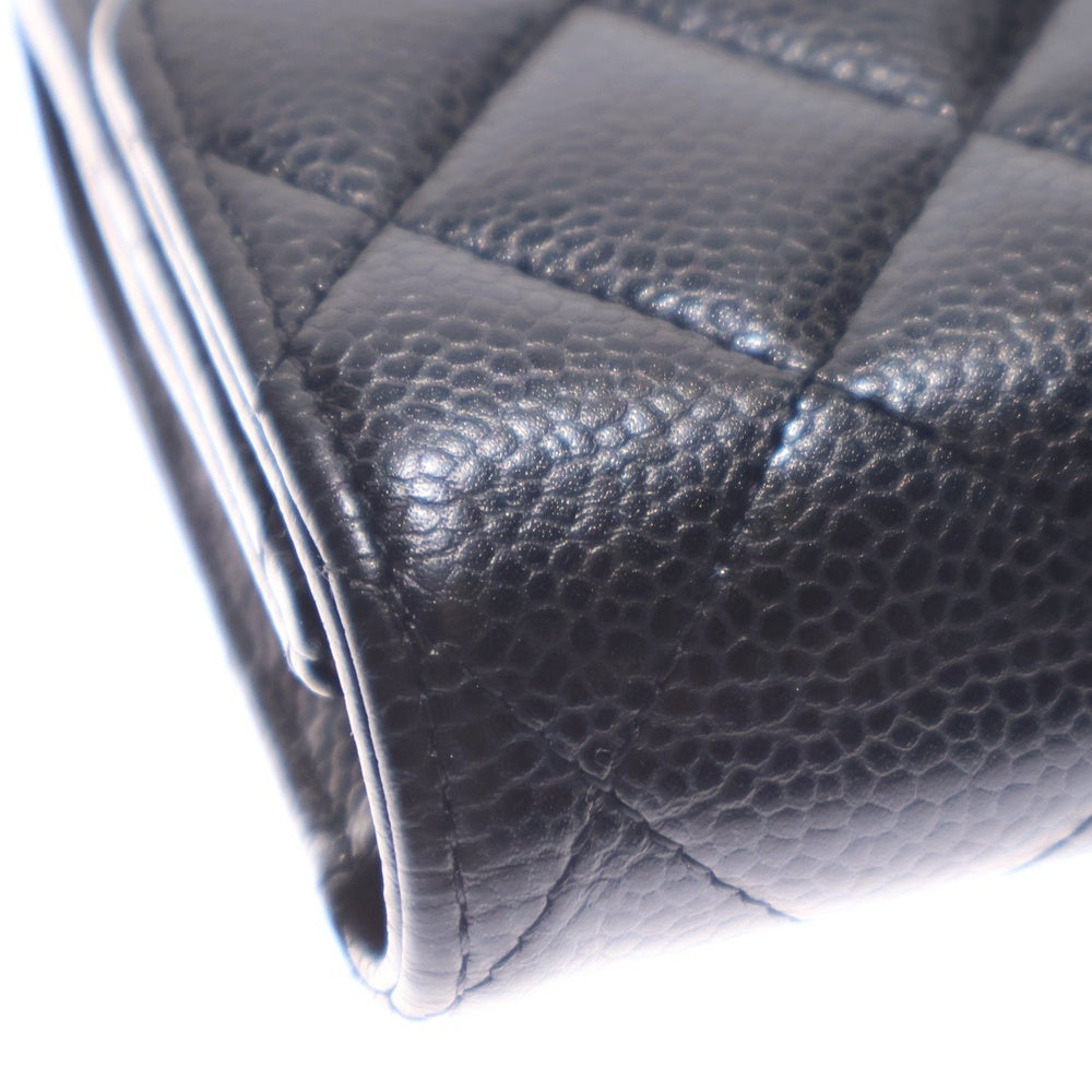 CHANEL(シャネル) ココマーク マトラッセ クラシック キャビアスキン レザー ロングウォレット 長財布 ゴールド金具 ブラック レディース