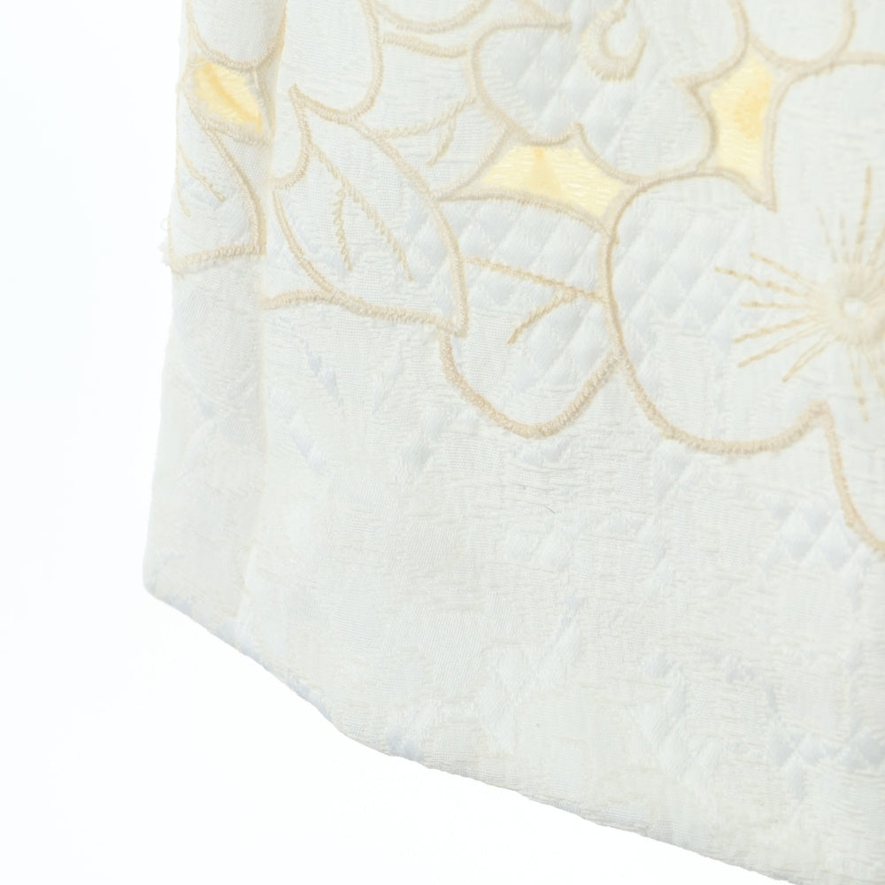 DOLCE & GABBANA(ドルチェアンドガッバーナ) フラワー総柄ジャガード カットアウト スナップボタン チェスターコート ホワイト レディース F0H66T